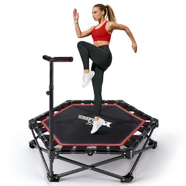 Складаний фітнес-батут для дому з регульованою ручкою, навантаження до 150 кг, Ø 86.5 см, для дорослих та дітей (Colorful)