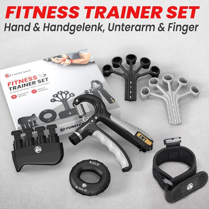 Набір для тренування кисті рук FUNFLEX: 5 шт. (сірий)