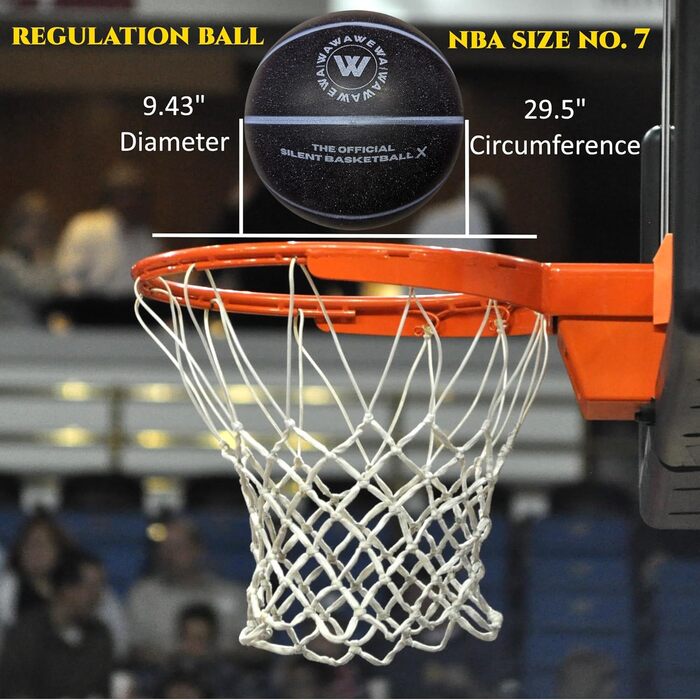 Безшумний баскетбольний м'яч WAWAWEWA Silent Basketball X, розмір 7, 74,9 см, з рифленої безповітряної піни для тихого дриблінгу та тренувань у приміщенні