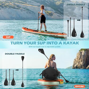 Надувна SUP-дошка 10'6'' з комплектом для каяка, повний набір для дорослих: весло, сидіння, рюкзак, аксесуари
