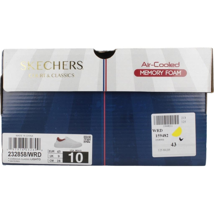 Жіночі кеди Skechers Cordova Classic Best Behavior — білі, штучна шкіра та замша, червона деталізація, розмір 45 EU