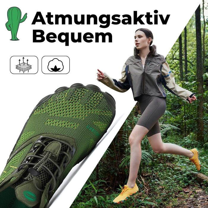 Чоловічі та жіночі трейлраннінг кросівки SAGUARO Barfußschuhe (Zero-Drop) 36-48 EU, Зелений