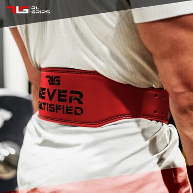 Шкіряний фітнес-пояс RL Grips XL червоний — пояс для важкої атлетики, пауерліфтингу, тренажерної зали, з м'якою підтримкою попереку