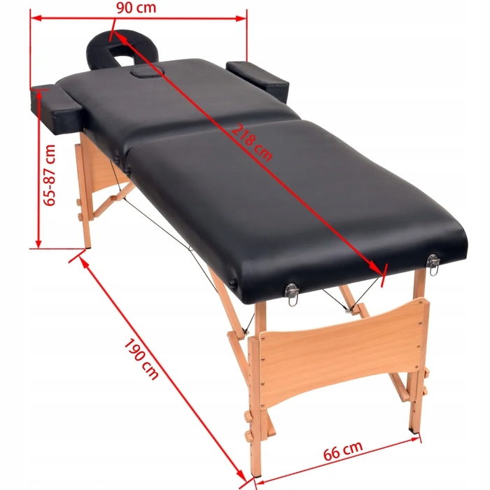 Складаний масажний стіл, дерево, чорний