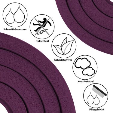 ALPIDEX Йога-мат для фітнесу 1,5 см, нековзкий, без фталатів, 3 розміри, з ременем, для йоги, пілатесу, гімнастики, спорту