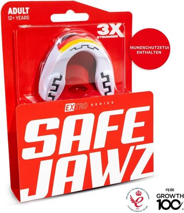 Захист зубів SAFEJAWZ Sport для дорослих та дітей. Капа для контактних видів спорту (ругбі, ММА, бокс, дзюдо, хокей) з прапором Німеччини