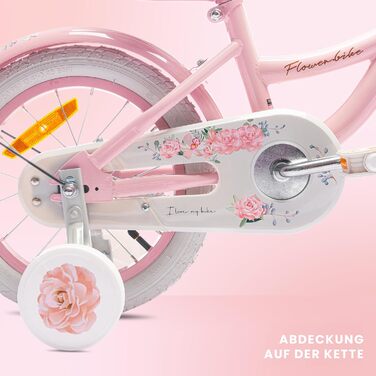 Дитячий велосипед Sun Baby Flower для дівчаток 2-6 років, знімна батьківська ручка, різний розмір коліс