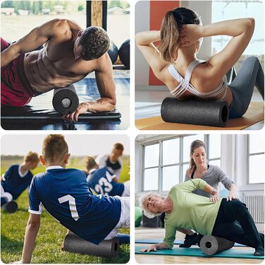 Набір для міофасціального релаксу: Foam Roller, м'ячик для фасції, міні-ролик, дуобол, для йоги та масажу (Синій/Чорний)