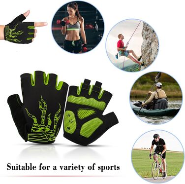 Велосипедні рукавички Soer з гелевою підкладкою, напівпальцеві, для гірського велосипеда, спортивні, чоловічі (світло-зелені)