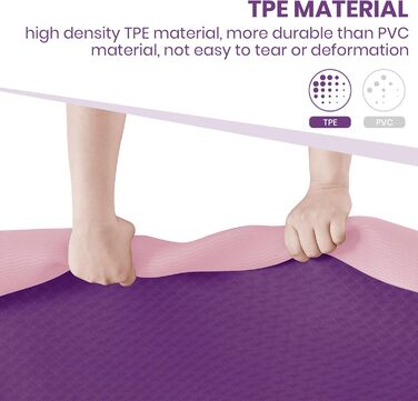 Килимок для йоги Narwhal TPE, 190x80 см, антиковзаючий, фіолетовий/рожевий