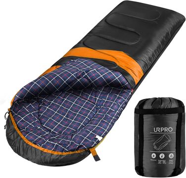 Чорний спальний мішок URPRO 1.6 кг з фланелі, 4 сезони, звичайний, водонепроникний, звичайний | З фланелі, звичайний, для відпочинку