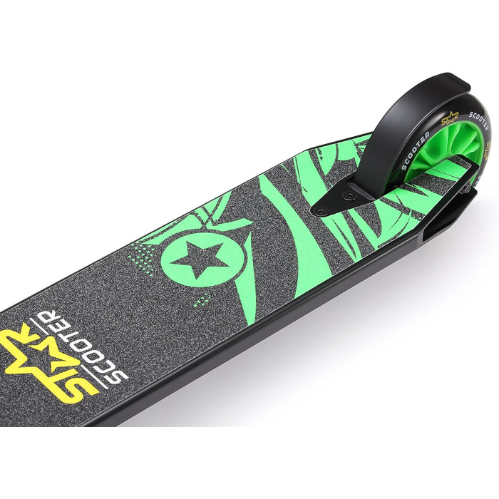 Трюковий самокат STAR SCOOTER Pro Sport для дітей від 5 років, алюмінієвий, 110 мм, HIC компресія, чорний/зелений