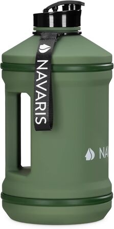 Спортивна пляшка Navaris 2,2 л для води, BPA-free, міцна, з ручкою, зелена, для фітнесу та тренувань