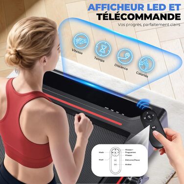 GTPLAYER Складний біговий доріжка для дому з LED-дисплеєм та пультом, регульовані підлокітники, двигун 2.5 PS, фітнес, зелений (червоний)