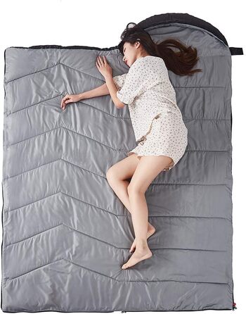 Сплячий мішок 4-сезонний для дорослих та дітей для кемпінгу, походів, відпочинку на природі. Теплий, легкий, водонепроникний з компресійним мішком. Чорний / Сірий