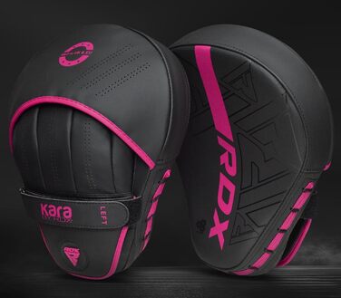 RDX Лапи для боксу та MMA з Maya Hide шкіри, чорні-рожеві, для тренувань з кікбоксингу, муай-тай, тхеквондо, карате