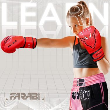 Дитячі боксерські рукавички Farabi Sports 6 oz для хлопчиків і дівчат, для MMA, муай-тай, боксу та тренувань, вік 5-10 років