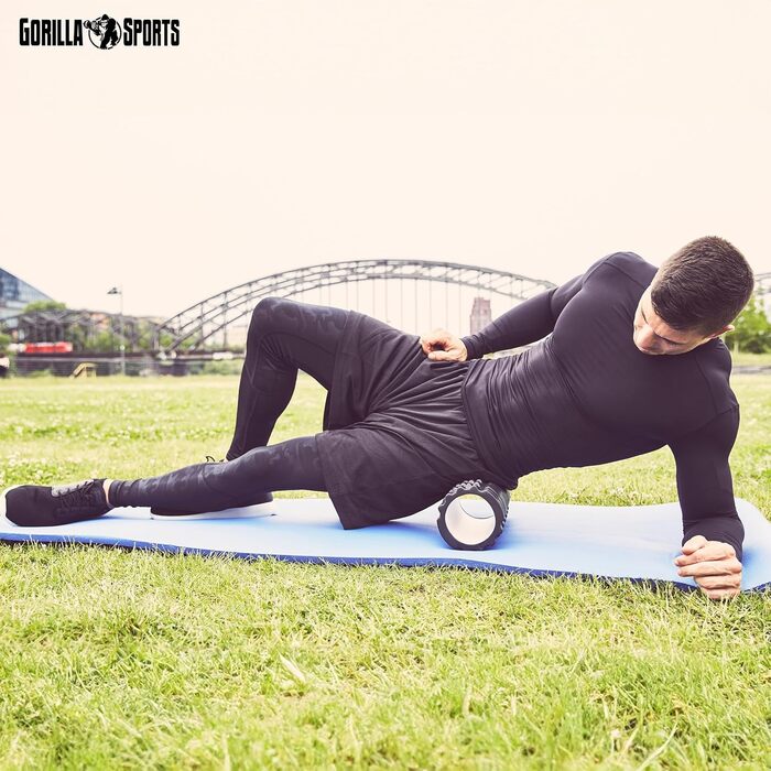 Килимок для йоги GORILLA SPORTS 190x60x1,5 см, антиковзкий, без фталатів, з ременем, синій, фітнес-мат для тренувань