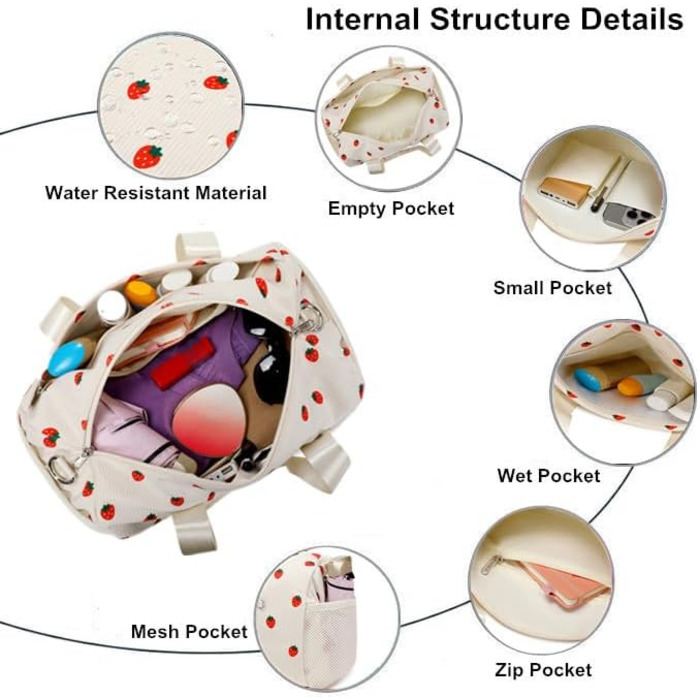 Сумка для балету для дівчаток, танцювальна сумка, дитяча сумка з дизайном полуниці, спортивна сумка для дівчаток, дитяча сумочка