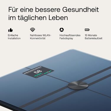 Ваги з аналізом складу тіла Withings Body Comp - Wi-Fi, Bluetooth, вимірювання жиру, м'язів, кісток, вісцерального жиру, чорний