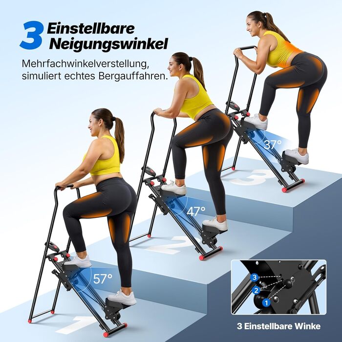 MERACH Сходи-степер для дому, вертикальний тренажер для кардіо та загальної фізичної підготовки, компактний, складаний, з регульованою висотою кроку, ручками та педалями (2438BR2)