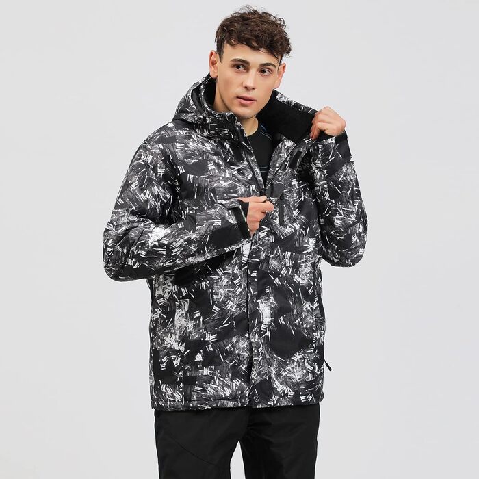 Костюм для сноуборду та лиж: комплект куртка та штани, зимовий, непромоканий, вітронепроникний, з капюшоном, чорний, XL