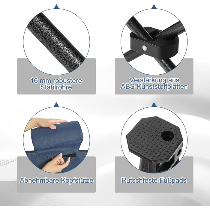 Складний стілець для кемпінгу eSituro, риболовний стілець, стілець для відпочинку з підставкою для ніг та тримачем для напоїв, пляжний стілець з регульованою спинкою (2 шт., блакитний)