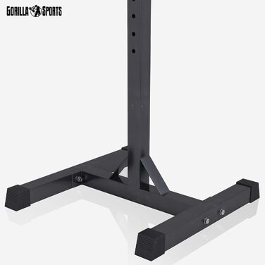 GORILLA SPORTS® Регульована стійка для штанги, сталева, вантажопідйомність до 500 кг, 52x53x105-172 см — стійка для штанги, хромована, для присідань, для тренажерного залу