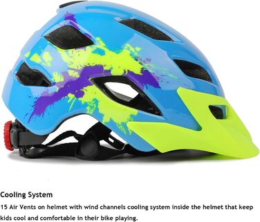 Дитячий велосипедний шолом Exclusky для хлопчиків та дівчаток, BMX, скейтбординг, регульований, 50-57 см (5-13 років), блакитний