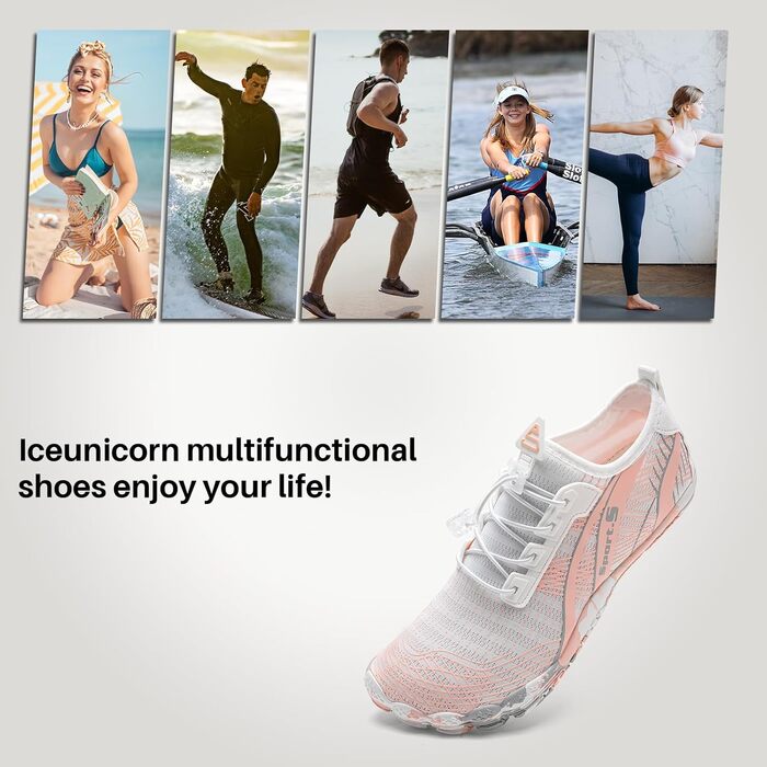 IceUnicorn Взуття для плавання та фітнесу, аквашузи для чоловіків та жінок, підошва без шкарпеток, 36 EU, помаранчевий