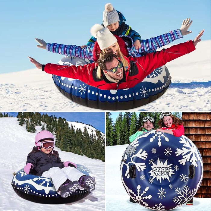 Надувний сніговий санки-труба Frostschutz з ручками, 119 см. Ідеально для зимових розваг дітей та дорослих.