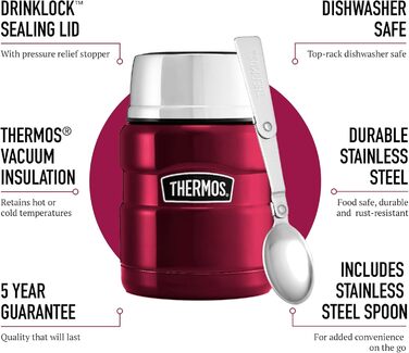 Термос для їжі Thermos King 0,47 л, нержавійка, червоний