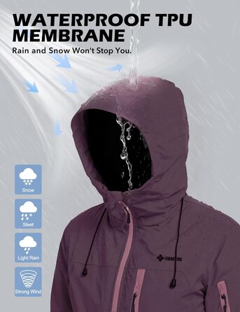 Жіноча лижна куртка GEMYSE з інтегрованими лямками. Тепла зимова куртка, водонепроникна, вітронепроникна та дихаюча. Снігова куртка для активного відпочинку. Колір: L Morgenviolett
