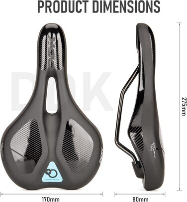 Велосипедне сідло DDK Comfort Plus: комфортне сідло з Memory Foam, що зменшує тиск та амортизує. Підходить для чоловіків та жінок, MTB, шосе, міських та альпійських велосипедів