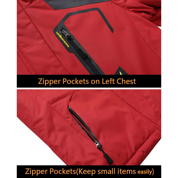 Чоловіча зимова куртка EKLENTSON: водонепроникна, вітронепроникна, з підкладкою, для туризму та активного відпочинку, 4 кишені, червона