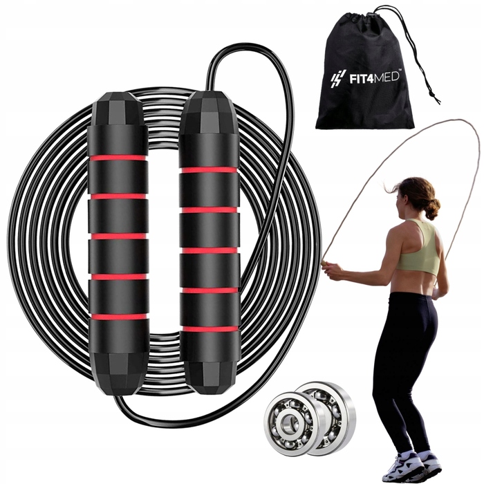 Стрибальний канат Fit4Med з пластику, 300 см, чорний