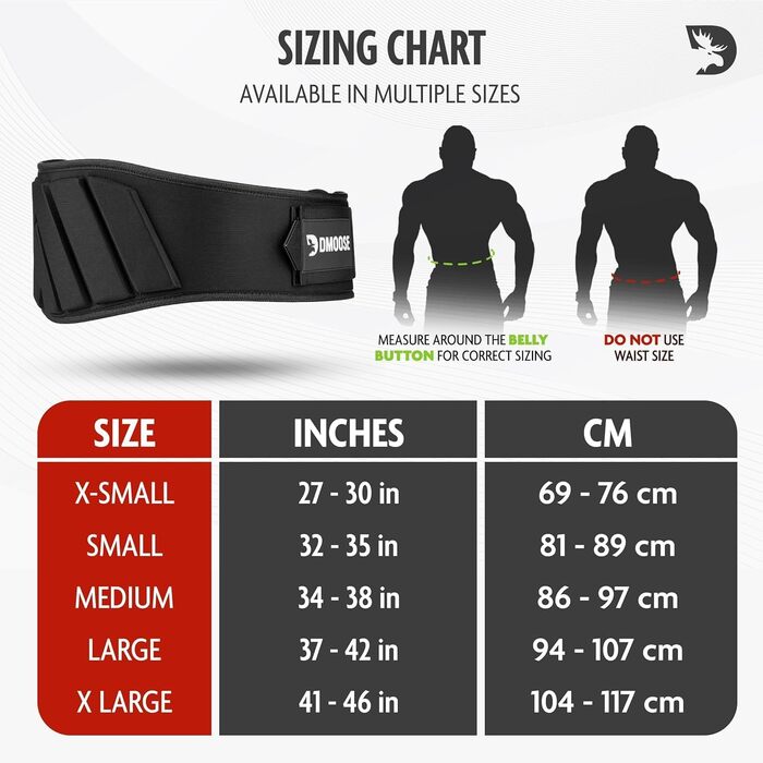 Пояс для важкої атлетики DMoose - підтягуючий пояс з системою самоблокування - пояс для чоловіків та жінок - фітнес, важка атлетика, бодібілдинг, кросфіт