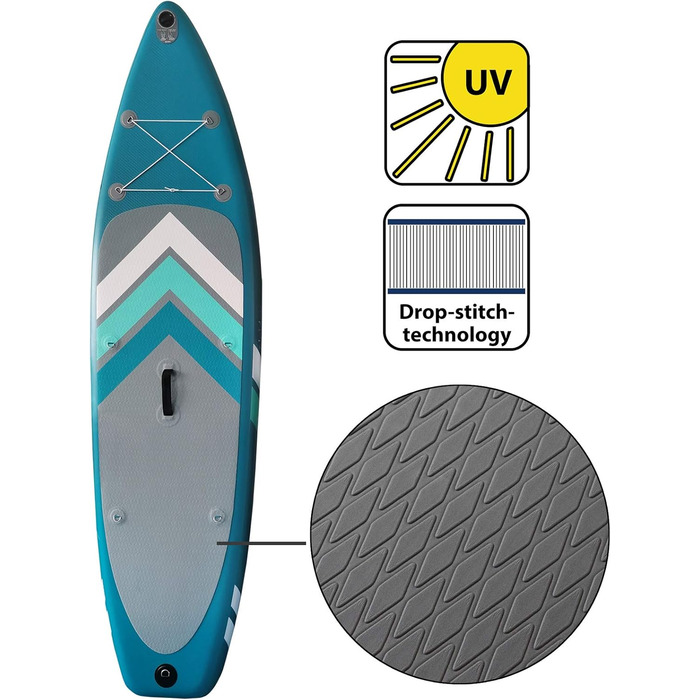 Надувна SUP-дошка ALPIDEX 305x76x15 см, до 150 кг, комплект: весло, плавці, насос, ремінець, сумка, ремонтний набір