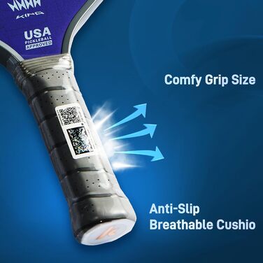 Рікетбол ракетка Kawasaki T700 з карбоновою поверхнею 14 мм, серцевиною з PP Honeycomb (CFS), схвалена USAPA, для змагань, з чохлом/намотуванням (серія King 6) Коричнева