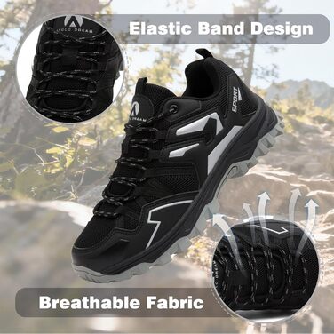 Чоловічі трекінгові черевики для хайкінгу та кемпінгу, легкі, чорно-срібні (39 EU)