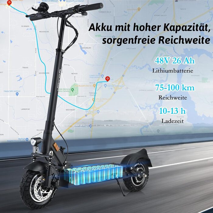 Електросамокат JOYOR Y8S 48V 26Ah, запас ходу 65-100 км, 500W, макс. вантажопідйомність 120 кг
