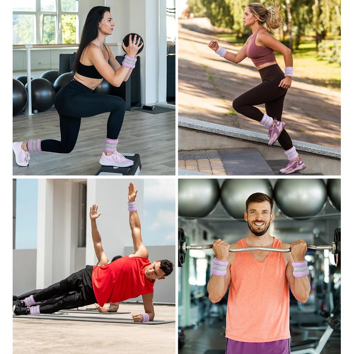 Гантелі на ногу/зап'ястя для чоловіків та жінок, 1-10 кг, набір ваг для ніг та рук, фіолетовий