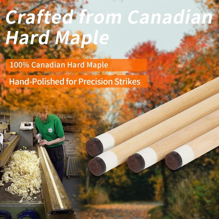 AKLOT Більярдний кий 58' (18oz-21oz) - канадський клен, 13 мм шкіряний наконечник, 3D ручка, прецизійне з'єднання, 4 кольори