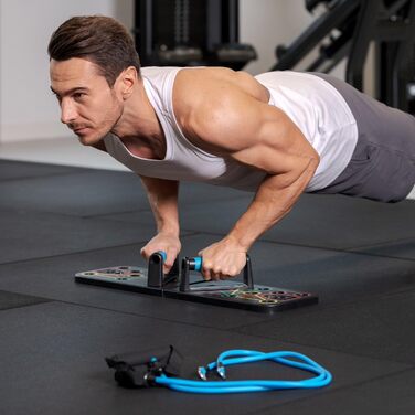 Gymtek Складане дошка для віджимань - дошка для віджимань з ручками для віджимань для тренування всього тіла & Ефективні віджимання - багатофункціональна дошка для віджимань - фітнес-обладнання для дому з еспандером