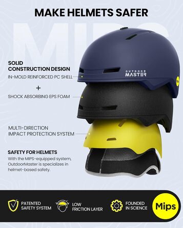 Шолом для лиж та сноуборду OutdoorMaster MIPS, вентиляція, полікарбонат, EPS, синій, розмір S, чоловічий та жіночий