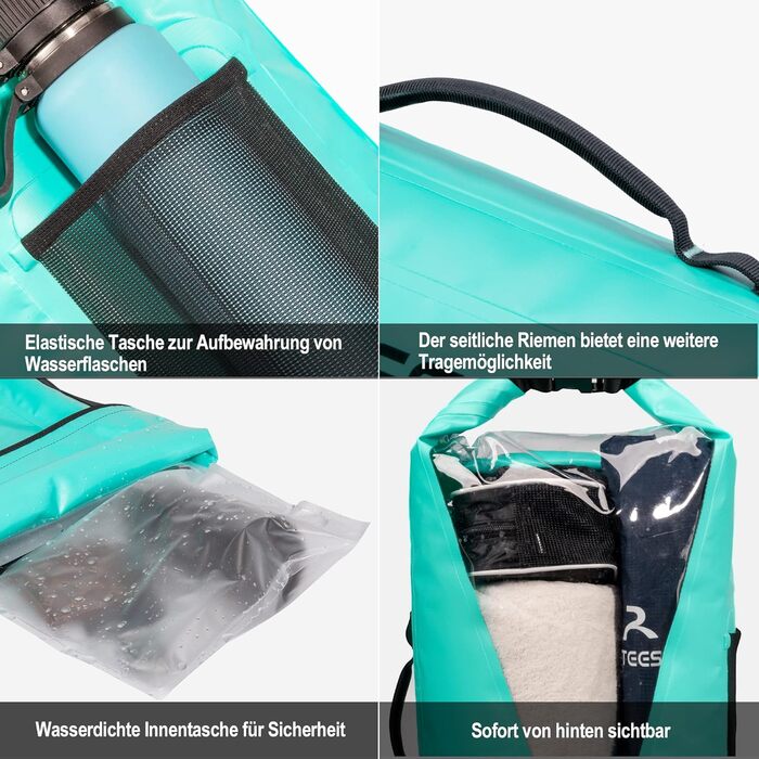 Водонепроникний рюкзак Blackace Arteesol Dry Bag 20L/30L/40L/45L для каякінгу, кемпінгу, трекінгу та водних видів спорту (М'ята, 30L)