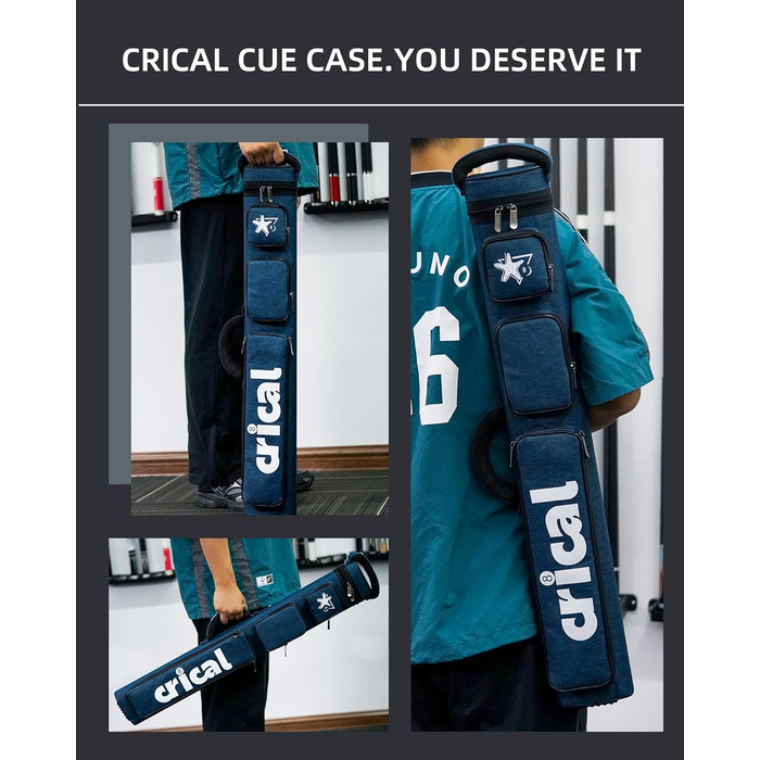 Кейс для більярдних київ CRICAL, 2 x 2 жорсткі кишені для снукеру, з штучної шкіри/оксфордського канвасу (синій)