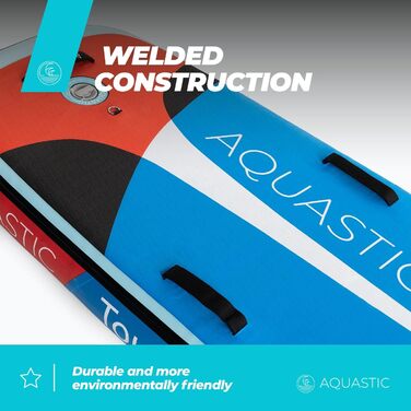 Надувна SUP-дошка AQUASTIC Tourer 12'2, 374 см, для 2 осіб, синя, з двома веслами та насосом, міцна еко Dropstitch MSL для водних прогулянок