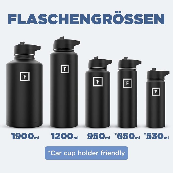Термос-гуртка Iron Flask 1890 мл з 3 кришками, вакуумна пляшка з нержавіючої сталі, подвійні стінки, спортивна металева фляга