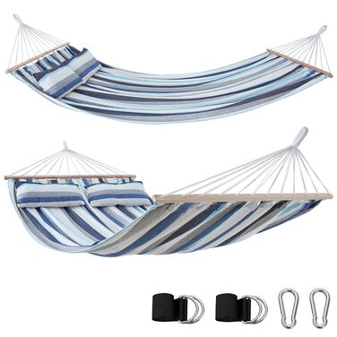 Гамак yourGEAR Kauai XXL 240x160 см з подушкою, бавовна, до 300 кг, для двох осіб, з кріпленням (Аква)